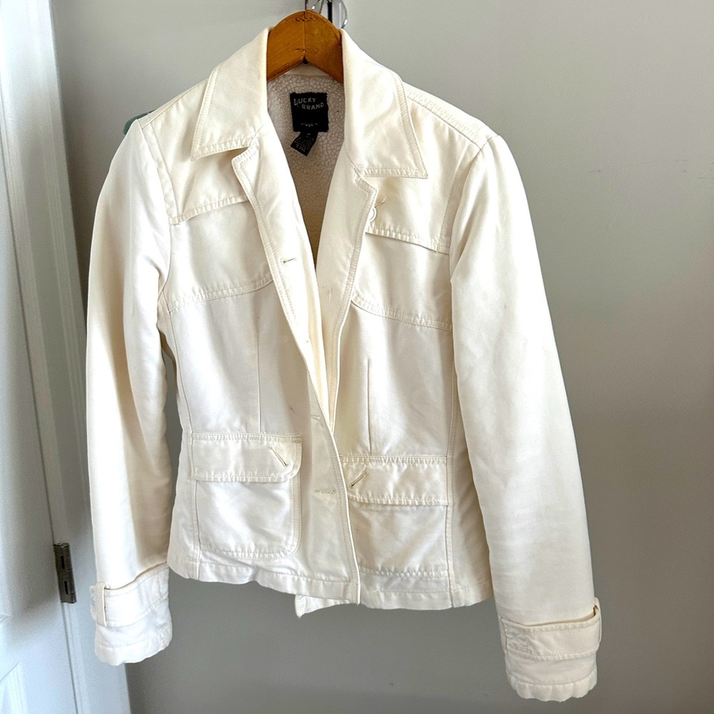 Lucky Brand Fleece lined denim Blazer